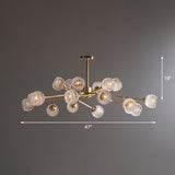 Metallic Branch Hanging Lamp Postmodern Gold Finish Chandelier with Ball Clear Crystal Shade 18 Gold Clearhalo 'Ceiling Lights' 'Chandeliers' 'Modern Chandeliers' 'Modern' Lighting' 2255306