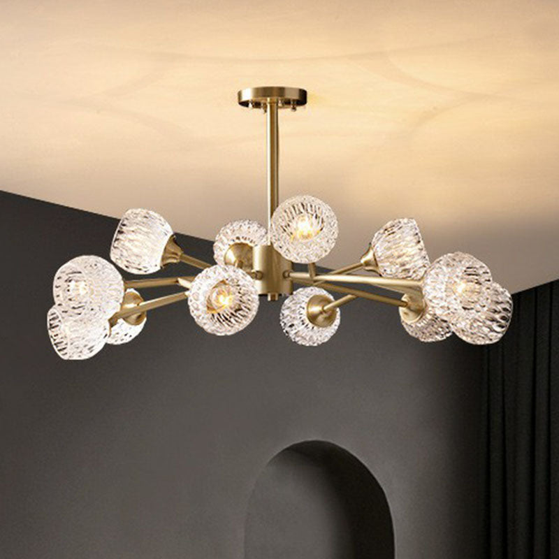 Metallic Branch Hanging Lamp Postmodern Gold Finish Chandelier with Ball Clear Crystal Shade Clearhalo 'Ceiling Lights' 'Chandeliers' 'Modern Chandeliers' 'Modern' Lighting' 2255307