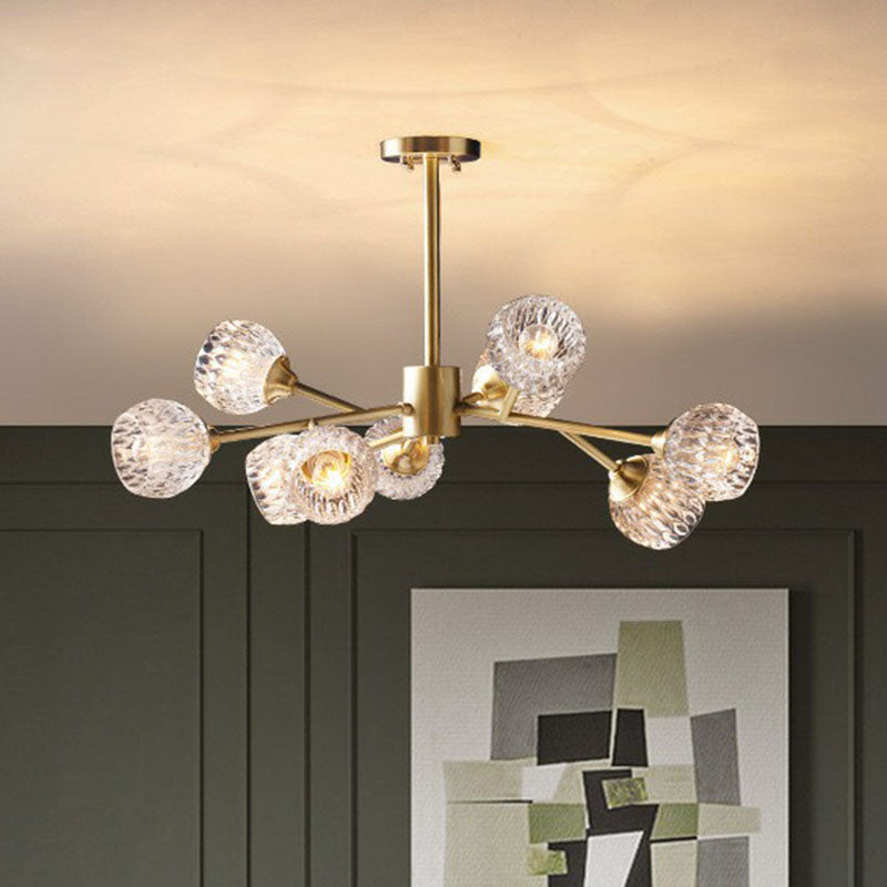 Metallic Branch Hanging Lamp Postmodern Gold Finish Chandelier with Ball Clear Crystal Shade Clearhalo 'Ceiling Lights' 'Chandeliers' 'Modern Chandeliers' 'Modern' Lighting' 2255309