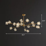Post-Modern Branch Chandelier Lamp Clear Crystal Cube Living Room Suspension Light in Gold 18 Gold Clearhalo 'Ceiling Lights' 'Chandeliers' 'Modern Chandeliers' 'Modern' Lighting' 2255316