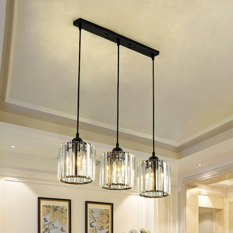 Postmodern Geometry Multiple Hanging Light Clear Crystal Block 3-Light Living Room Ceiling Pendant Clearhalo 'Ceiling Lights' 'Modern Pendants' 'Modern' 'Pendant Lights' 'Pendants' Lighting' 2255348