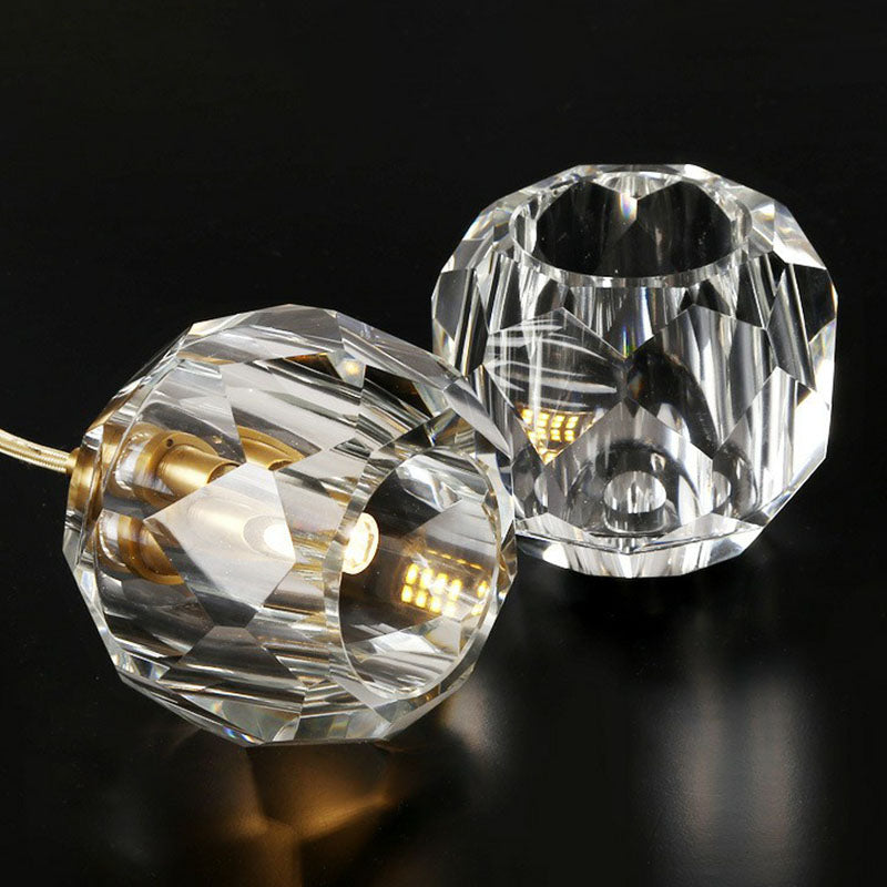 K9 Crystal Cluster Ball Pendant Light Postmodern Gold Finish Hanging Lamp for Stairway Clearhalo 'Ceiling Lights' 'Modern Pendants' 'Modern' 'Pendant Lights' 'Pendants' Lighting' 2255364