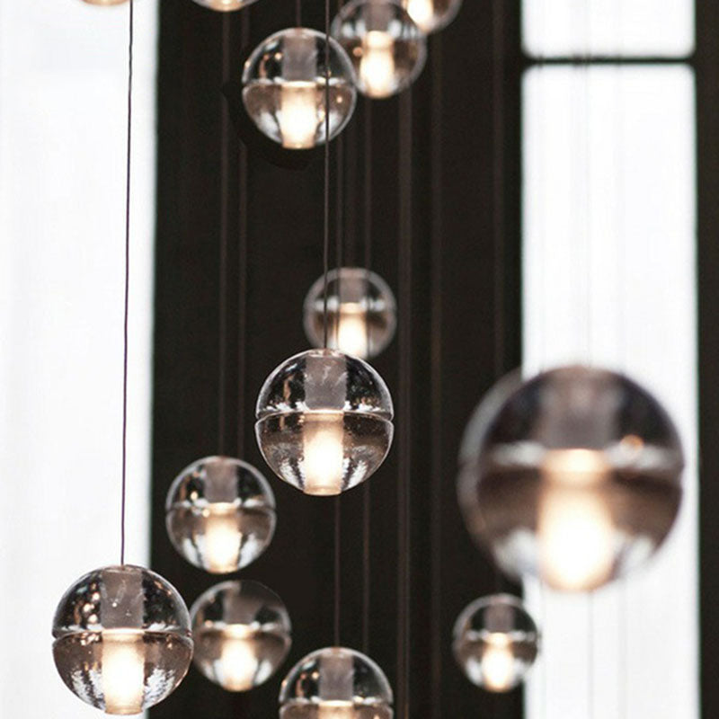 Meteor Shower Multi Light Pendant Chandelier Modern Seedy Glass Clear Suspension Light Fixture Clearhalo 'Ceiling Lights' 'Modern Pendants' 'Modern' 'Pendant Lights' 'Pendants' Lighting' 2255365
