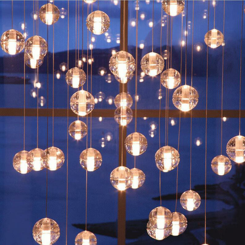 Meteor Shower Multi Light Pendant Chandelier Modern Seedy Glass Clear Suspension Light Fixture Clearhalo 'Ceiling Lights' 'Modern Pendants' 'Modern' 'Pendant Lights' 'Pendants' Lighting' 2255366
