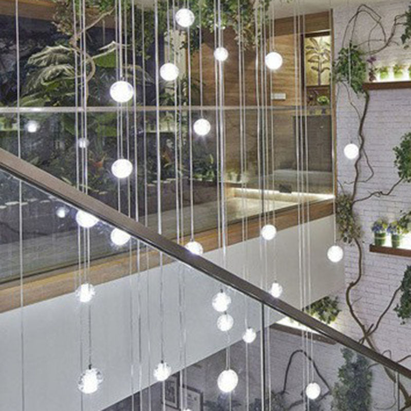 Meteor Shower Multi Light Pendant Chandelier Modern Seedy Glass Clear Suspension Light Fixture Clearhalo 'Ceiling Lights' 'Modern Pendants' 'Modern' 'Pendant Lights' 'Pendants' Lighting' 2255370