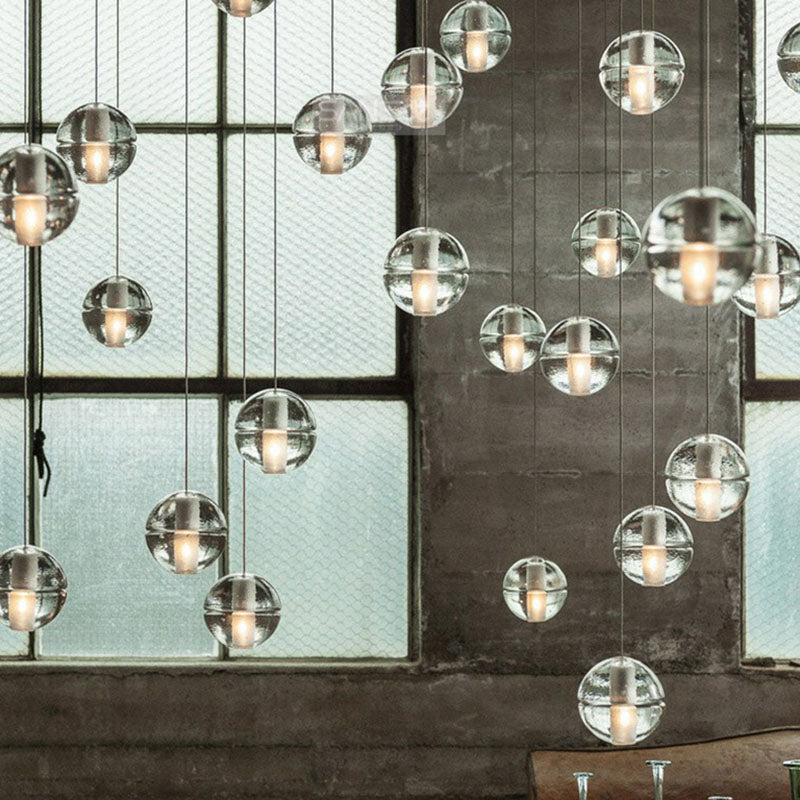 Meteor Shower Multi Light Pendant Chandelier Modern Seedy Glass Clear Suspension Light Fixture Clearhalo 'Ceiling Lights' 'Modern Pendants' 'Modern' 'Pendant Lights' 'Pendants' Lighting' 2255371