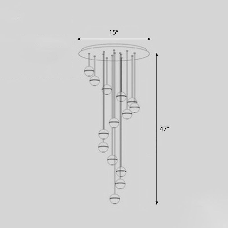 Meteor Shower Multi Light Pendant Chandelier Modern Seedy Glass Clear Suspension Light Fixture 14 Clear Round Clearhalo 'Ceiling Lights' 'Modern Pendants' 'Modern' 'Pendant Lights' 'Pendants' Lighting' 2255377