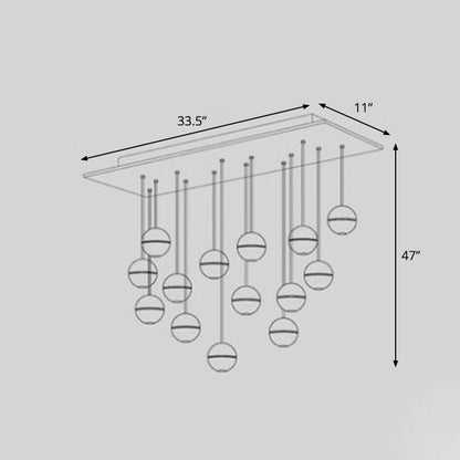Meteor Shower Multi Light Pendant Chandelier Modern Seedy Glass Clear Suspension Light Fixture 14 Clear Linear Clearhalo 'Ceiling Lights' 'Modern Pendants' 'Modern' 'Pendant Lights' 'Pendants' Lighting' 2255378