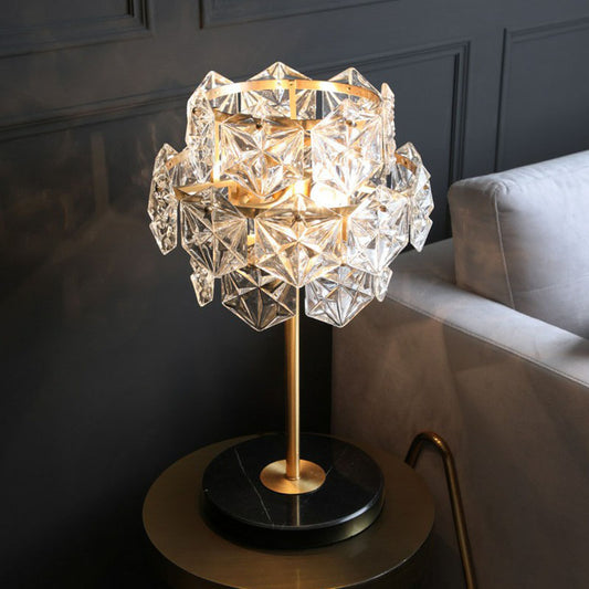 Clear Crystal Glass Snowflakes Nightstand Lamp Post-Modern 2 Bulbs Table Light in Gold Clearhalo 'Lamps' 'Table Lamps' Lighting' 2255384