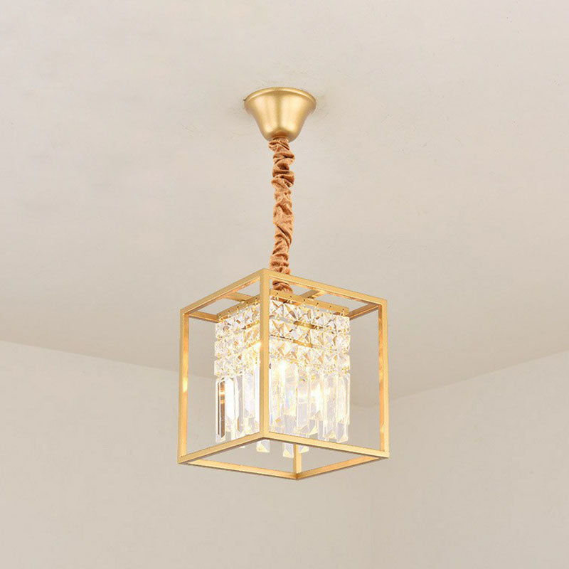 Crystal Strands Ceiling Light Fixture Contemporary Semi Flush Mount Chandelier for Terrace Gold E Clearhalo 'Ceiling Lights' 'Close To Ceiling Lights' 'Close to ceiling' 'Semi-flushmount' Lighting' 2255403