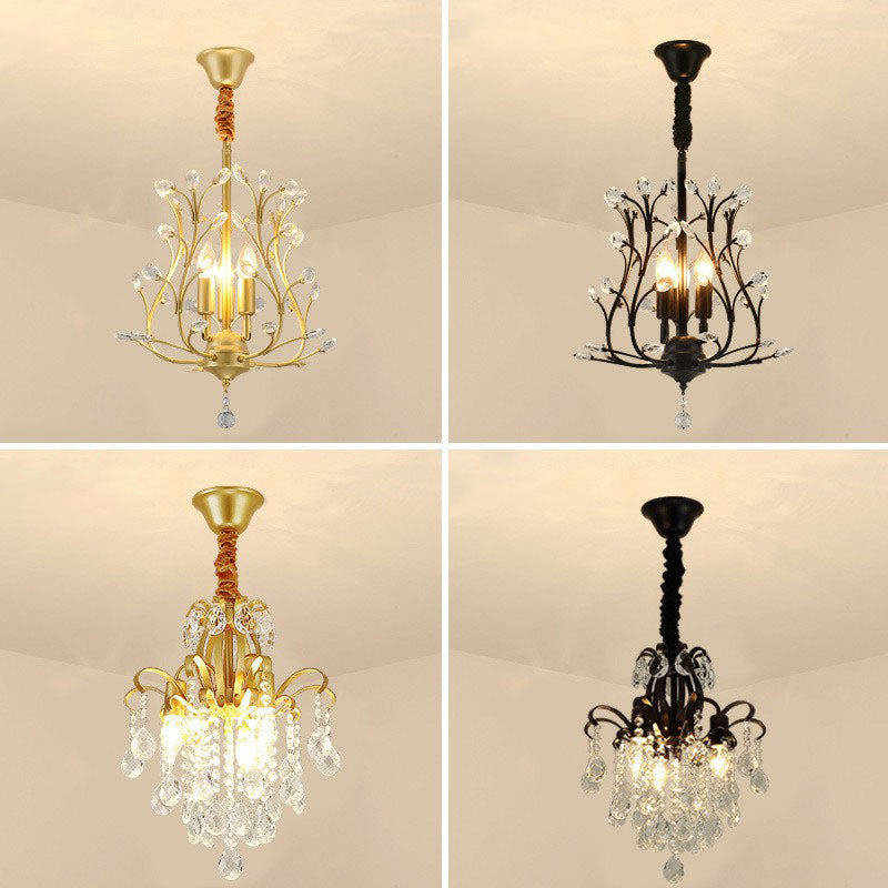 Crystal Strands Ceiling Light Fixture Contemporary Semi Flush Mount Chandelier for Terrace Clearhalo 'Ceiling Lights' 'Close To Ceiling Lights' 'Close to ceiling' 'Semi-flushmount' Lighting' 2255406