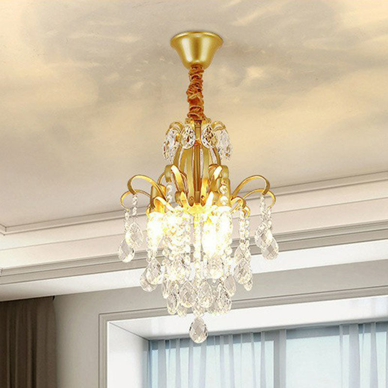 Crystal Strands Ceiling Light Fixture Contemporary Semi Flush Mount Chandelier for Terrace Clearhalo 'Ceiling Lights' 'Close To Ceiling Lights' 'Close to ceiling' 'Semi-flushmount' Lighting' 2255421