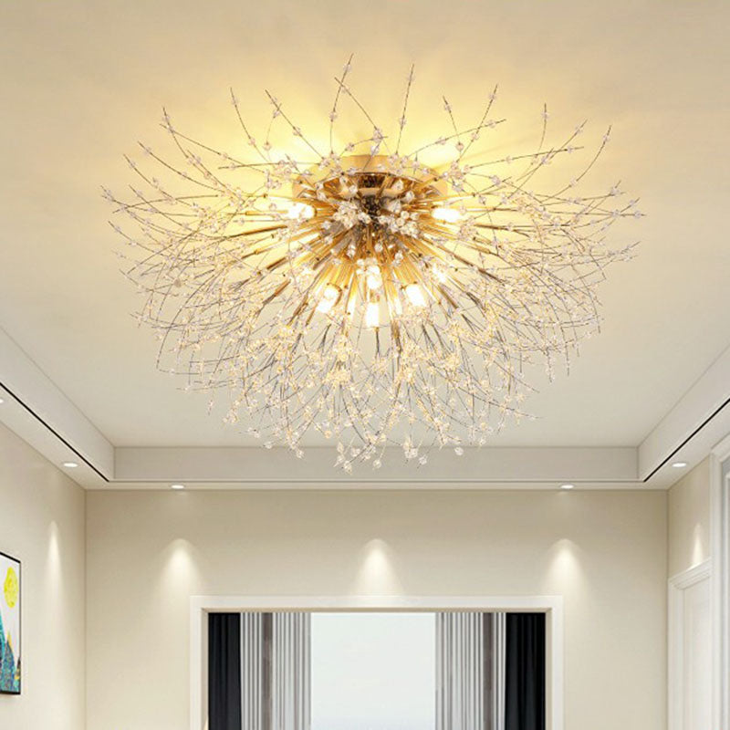 Crystal Beaded Dandelion Ceiling Lamp Contemporary Flush Mount Lighting for Bedroom Clearhalo 'Ceiling Lights' 'Close To Ceiling Lights' 'Close to ceiling' 'Flush mount' Lighting' 2255442