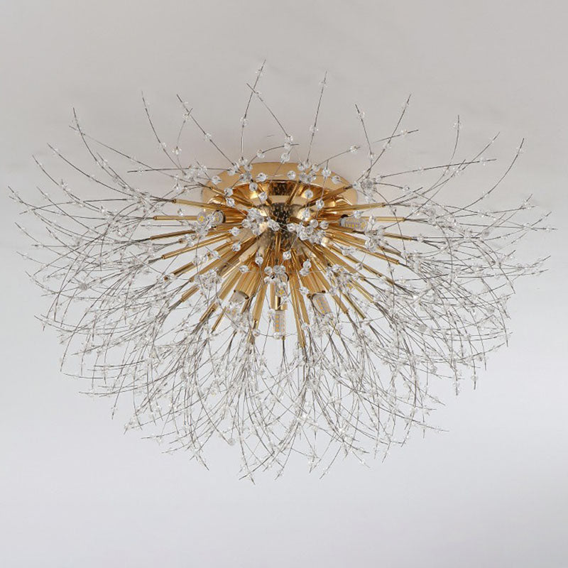 Crystal Beaded Dandelion Ceiling Lamp Contemporary Flush Mount Lighting for Bedroom Clearhalo 'Ceiling Lights' 'Close To Ceiling Lights' 'Close to ceiling' 'Flush mount' Lighting' 2255446