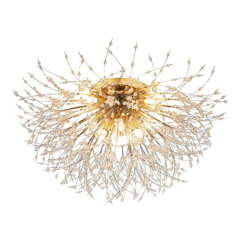Crystal Beaded Dandelion Ceiling Lamp Contemporary Flush Mount Lighting for Bedroom Clearhalo 'Ceiling Lights' 'Close To Ceiling Lights' 'Close to ceiling' 'Flush mount' Lighting' 2255448