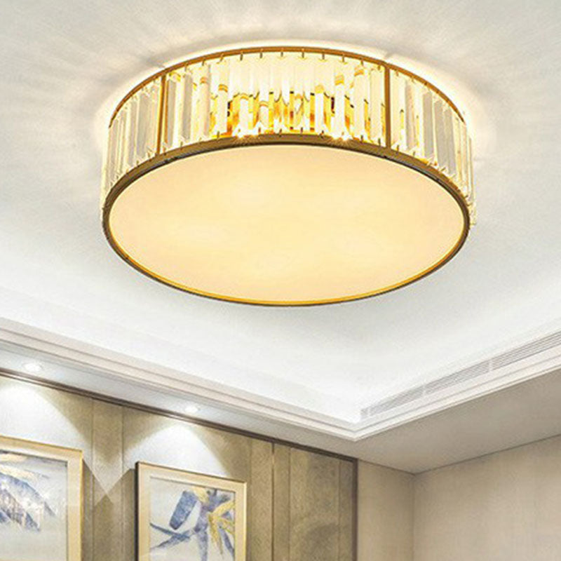 Bedroom Ceiling Mount Light Postmodern Gold Flush Mount Lamp with Drum Crystal Shade Gold D Clearhalo 'Ceiling Lights' 'Close To Ceiling Lights' 'Close to ceiling' 'Flush mount' Lighting' 2255451