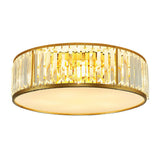 Bedroom Ceiling Mount Light Postmodern Gold Flush Mount Lamp with Drum Crystal Shade Clearhalo 'Ceiling Lights' 'Close To Ceiling Lights' 'Close to ceiling' 'Flush mount' Lighting' 2255453