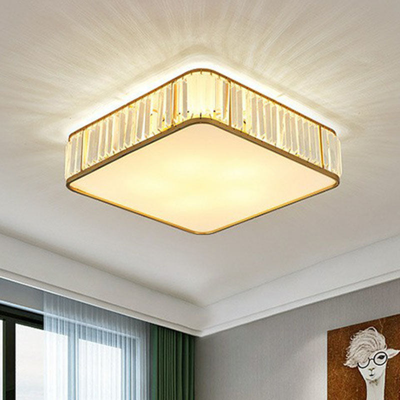 Bedroom Ceiling Mount Light Postmodern Gold Flush Mount Lamp with Drum Crystal Shade Gold A Clearhalo 'Ceiling Lights' 'Close To Ceiling Lights' 'Close to ceiling' 'Flush mount' Lighting' 2255455