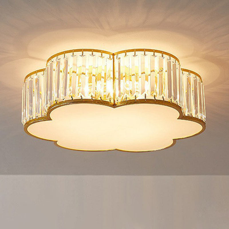 Bedroom Ceiling Mount Light Postmodern Gold Flush Mount Lamp with Drum Crystal Shade Gold B Clearhalo 'Ceiling Lights' 'Close To Ceiling Lights' 'Close to ceiling' 'Flush mount' Lighting' 2255458