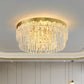 Round Clear Prismatic Crystal Flush Light Postmodern Gold Finish Flushmount Ceiling Lamp Clearhalo 'Ceiling Lights' 'Close To Ceiling Lights' 'Close to ceiling' 'Flush mount' Lighting' 2255462