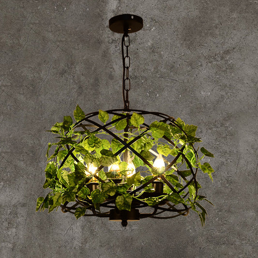 Single Suspension Lighting Retro Bird Nest Iron Pendant Ceiling Light with Decorative Ivy in Green Clearhalo 'Art Deco Pendants' 'Cast Iron' 'Ceiling Lights' 'Ceramic' 'Crystal' 'Industrial Pendants' 'Industrial' 'Metal' 'Middle Century Pendants' 'Pendant Lights' 'Pendants' 'Tiffany' Lighting' 2255498