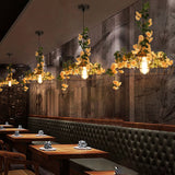 Vintage Caged Hanging Lamp 1-Light Iron Lighting Pendant with Artificial Rose in Orange Pink Clearhalo 'Art Deco Pendants' 'Cast Iron' 'Ceiling Lights' 'Ceramic' 'Crystal' 'Industrial Pendants' 'Industrial' 'Metal' 'Middle Century Pendants' 'Pendant Lights' 'Pendants' 'Tiffany' Lighting' 2255502