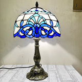 Single Table Light Mediterranean Dome Stained Glass Nightstand Lighting for Bedside Dark Blue Clearhalo 'Lamps' 'Table Lamps' Lighting' 2255554