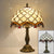 Tiffany Bowl Nightstand Lamp Single-Bulb Stained Glass Table Light Ideas for Restaurant White Clearhalo 'Lamps' 'Table Lamps' Lighting' 2255562