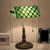 Half Cylinder Table Lighting 1-Light Gridded Glass Antique Nightstand Lamp with Pull Chain Green Clearhalo 'Lamps' 'Table Lamps' Lighting' 2255568