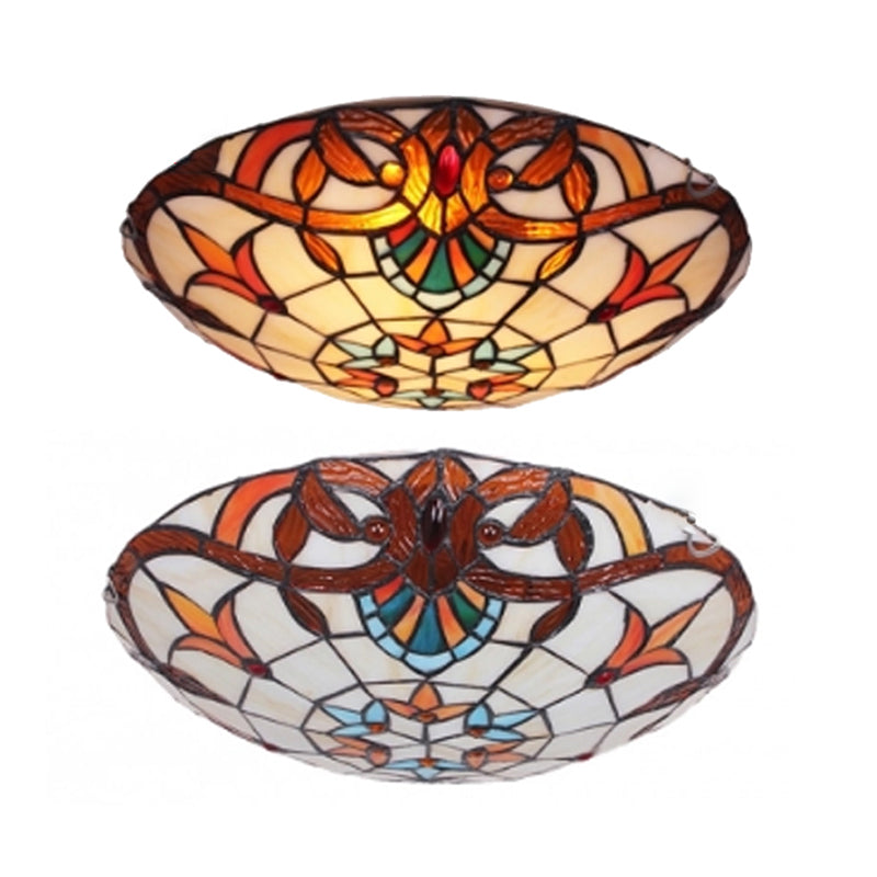 Flower Flush Mount Antique Tiffany Glass Orange LED Flushmount Ceiling Light for Bedroom Clearhalo 'Ceiling Lights' 'Close To Ceiling Lights' 'Close to ceiling' 'Flush mount' Lighting' 2255589