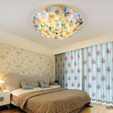 Tiffany Style Mosaic Shade Flush Ceiling Light Shell Flush Mount Lighting Fixture for Bedroom Orange Clearhalo 'Ceiling Lights' 'Close To Ceiling Lights' 'Close to ceiling' 'Flush mount' Lighting' 2255593