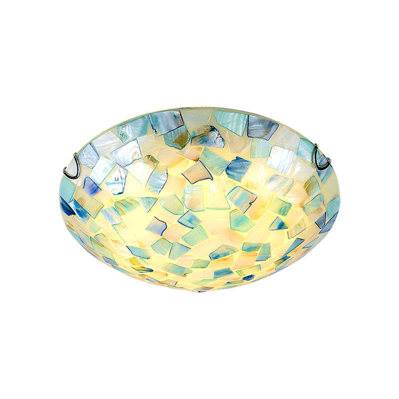 Tiffany Style Mosaic Shade Flush Ceiling Light Shell Flush Mount Lighting Fixture for Bedroom Clearhalo 'Ceiling Lights' 'Close To Ceiling Lights' 'Close to ceiling' 'Flush mount' Lighting' 2255597