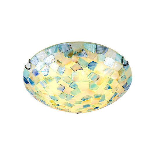Tiffany Style Mosaic Shade Flush Ceiling Light Shell Flush Mount Lighting Fixture for Bedroom Clearhalo 'Ceiling Lights' 'Close To Ceiling Lights' 'Close to ceiling' 'Flush mount' Lighting' 2255597