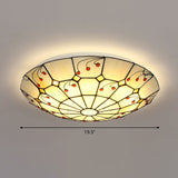 Grid Patterned LED Flush Light Tiffany Glass Classic Flush Ceiling Lighting Fixture Apricot 19.5" Clearhalo 'Ceiling Lights' 'Close To Ceiling Lights' 'Close to ceiling' 'Flush mount' Lighting' 2255607