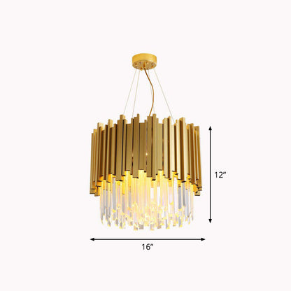 Round Chandelier Lighting Minimalist Prismatic Crystal Gold Pendant Light for Living Room Gold 16" Clearhalo 'Ceiling Lights' 'Chandeliers' 'Modern Chandeliers' 'Modern' Lighting' 2255664