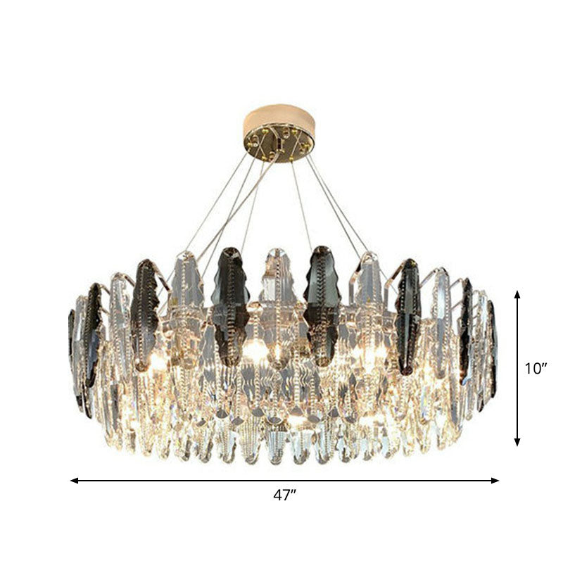 Drum Living Room Suspension Lighting Crystal Modern Style Chandelier Light Fixture in Clear Clearhalo 'Ceiling Lights' 'Chandeliers' 'Clear' 'Industrial' 'Modern Chandeliers' 'Modern' 'Tiffany' 'Traditional Chandeliers' Lighting' 2255693