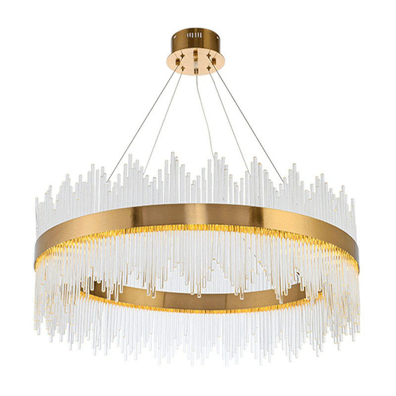 Circle Crystal Rod LED Ceiling Lighting Modern Gold Chandelier Light Fixture for Living Room Clearhalo 'Ceiling Lights' 'Chandeliers' 'Modern Chandeliers' 'Modern' Lighting' 2255704