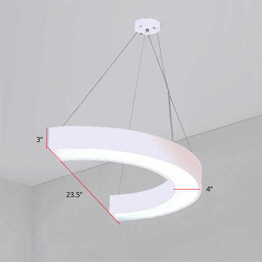Curve Acrylic LED Hanging Lighting Modern Chandelier Light Fixture for Gymnasium White 23.5" Clearhalo 'Ceiling Lights' 'Chandeliers' 'Modern Chandeliers' 'Modern' Lighting' 2255764