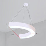 Curve Acrylic LED Hanging Lighting Modern Chandelier Light Fixture for Gymnasium White 23.5" Clearhalo 'Ceiling Lights' 'Chandeliers' 'Modern Chandeliers' 'Modern' Lighting' 2255764