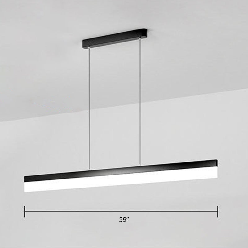 Linear Office Hanging Lamp Kit Acrylic Minimalistic LED Chandelier Pendant in Black Clearhalo 'Ceiling Lights' 'Chandeliers' 'Modern Chandeliers' 'Modern' Lighting' 2255770