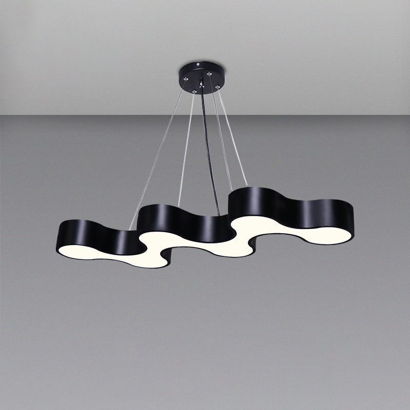 Wave Shaped LED Suspension Light Modern Acrylic Meeting Room Chandelier Lighting Black Natural Clearhalo 'Ceiling Lights' 'Chandeliers' 'Modern Chandeliers' 'Modern' Lighting' 2255772
