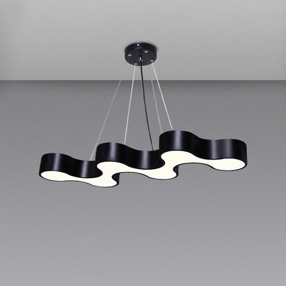 Wave Shaped LED Suspension Light Modern Acrylic Meeting Room Chandelier Lighting Black Natural Clearhalo 'Ceiling Lights' 'Chandeliers' 'Modern Chandeliers' 'Modern' Lighting' 2255772