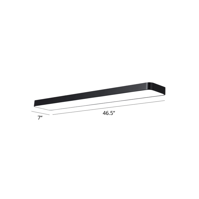 Rectangular LED Ceiling Mounted Fixture Nordic Acrylic Office Flush-Mount Lighting Black 46.5" Clearhalo 'Ceiling Lights' 'Close To Ceiling Lights' 'Close to ceiling' 'Flush mount' Lighting' 2255827