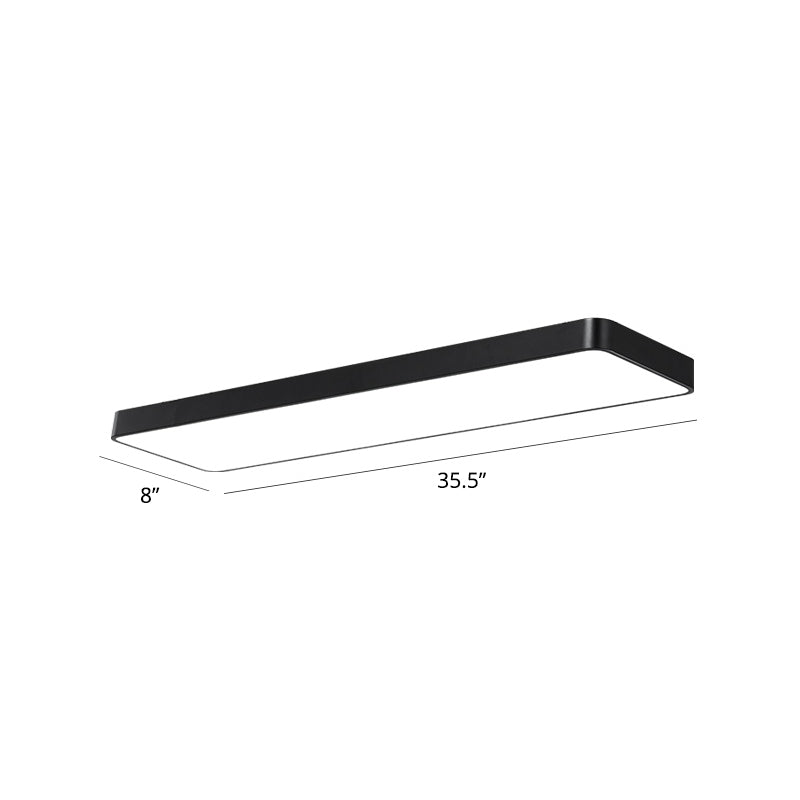 Rectangular LED Ceiling Mounted Fixture Nordic Acrylic Office Flush-Mount Lighting Black 35.5" Clearhalo 'Ceiling Lights' 'Close To Ceiling Lights' 'Close to ceiling' 'Flush mount' Lighting' 2255828