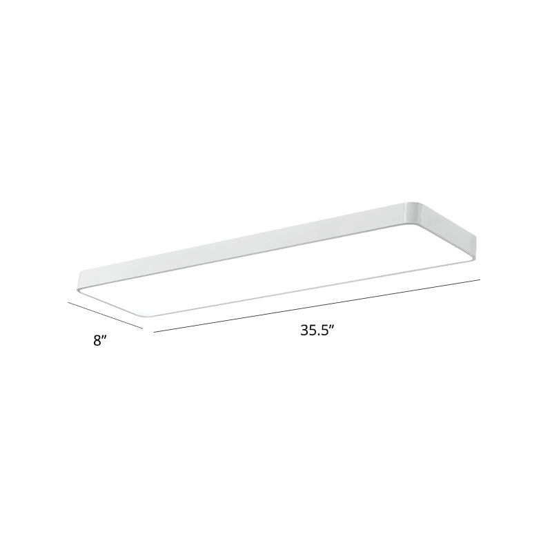 Rectangular LED Ceiling Mounted Fixture Nordic Acrylic Office Flush-Mount Lighting White 35.5" Clearhalo 'Ceiling Lights' 'Close To Ceiling Lights' 'Close to ceiling' 'Flush mount' Lighting' 2255830