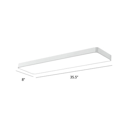 Rectangular LED Ceiling Mounted Fixture Nordic Acrylic Office Flush-Mount Lighting White 35.5" Clearhalo 'Ceiling Lights' 'Close To Ceiling Lights' 'Close to ceiling' 'Flush mount' Lighting' 2255830
