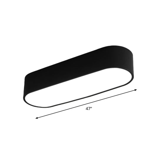 Metallic Oval LED Ceiling Lamp Simple Black Finish Flush Mount Light Fixture for Aisle Black 47.5" Clearhalo 'Ceiling Lights' 'Close To Ceiling Lights' 'Close to ceiling' 'Flush mount' Lighting' 2255842