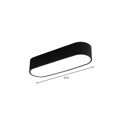 Metallic Oval LED Ceiling Lamp Simple Black Finish Flush Mount Light Fixture for Aisle Black 25.5" Clearhalo 'Ceiling Lights' 'Close To Ceiling Lights' 'Close to ceiling' 'Flush mount' Lighting' 2255845