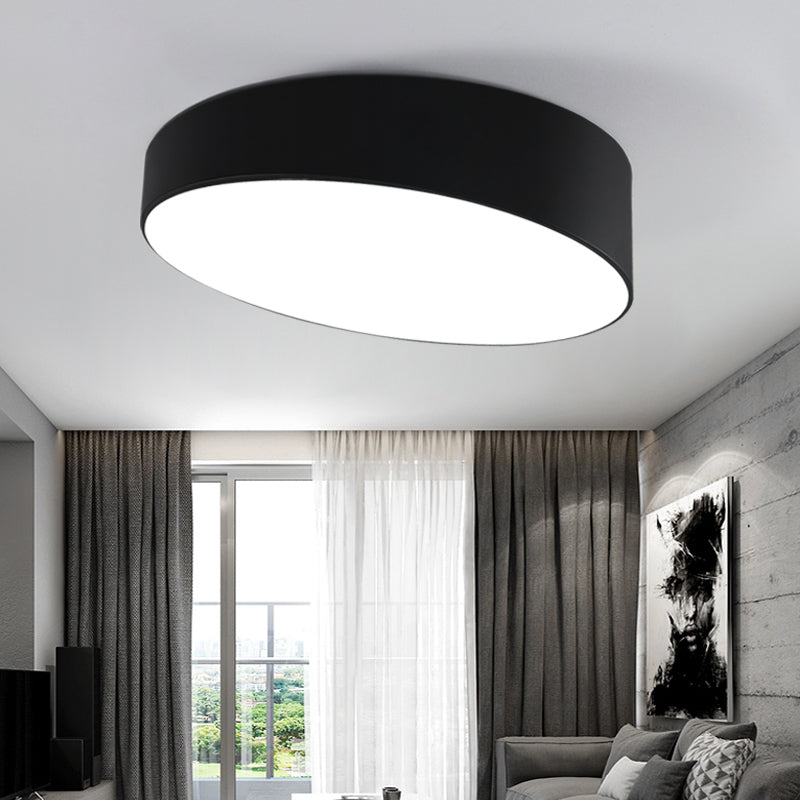 Oblique LED Flush Ceiling Light Nordic Metal Bedroom Flush Light Fixture with Round Acrylic Shade Black Clearhalo 'Ceiling Lights' 'Close To Ceiling Lights' 'Close to ceiling' 'Flush mount' Lighting' 2255864