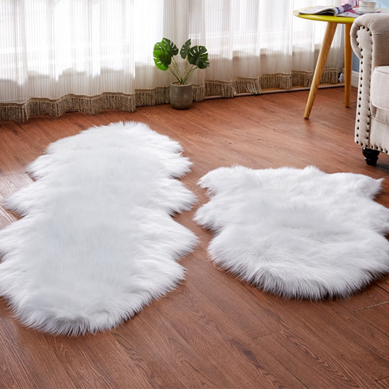 Cute Multicolor Casual Rug Fluffy Solid Color Carpet Machine Washable Pet-Friendly Non-Slip Rug for Girls Room White Clearhalo 'Area Rug' 'Casual' 'Rugs' Rug' 2256569